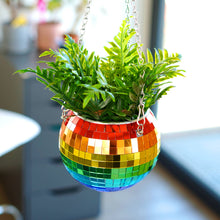 Load image into Gallery viewer, Disco Ball Hanging Planter - Rainbow 6"