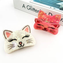 Load image into Gallery viewer, Smiling Cat Claw Clip: White