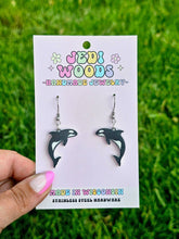 Load image into Gallery viewer, Black and White Killer Whale Earrings