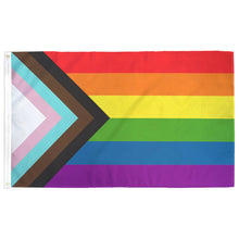 Load image into Gallery viewer, Progress LGBTQ+ Pride Flag: (L) 3ft x 5ft Double-Sided with Grommets