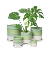 Load image into Gallery viewer, Minute Handmade Ceramic Planter Indoors Pot With Saucer: Green Cement / 5"