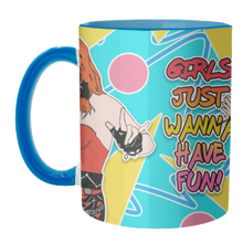 Load image into Gallery viewer, Mugs 'Girls Just Wanna Have Fun!': Mug Colour Inner & Handle 11oz - Black