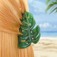 Load image into Gallery viewer, Monstera Deliciosa Leaf Hair Clip with Rhinestones: Green