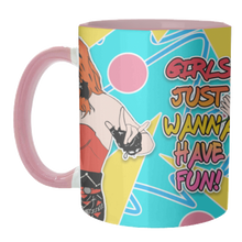 Load image into Gallery viewer, Mugs 'Girls Just Wanna Have Fun!': Mug Colour Inner & Handle 11oz - Black