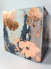 Load image into Gallery viewer, Quinn Square Colored Concrete Planter Vessel | Gold Leaf Pot: Pink navy white and rose gold / Regular