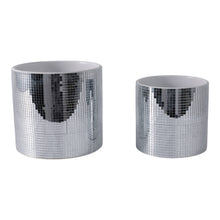 Load image into Gallery viewer, Plant Pot Set of 2 - Silver Ceramic Disco Mirror, 6/7 in.
