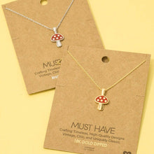 Load image into Gallery viewer, Gold Dipped Red Mushroom Pendant Dainty Necklace: G