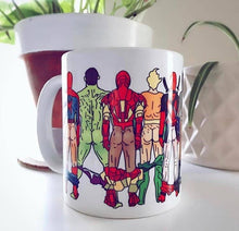 Load image into Gallery viewer, Mugs 'Superhero Butts Circular Round': Mug Colour Inner & Handle 11oz - Black