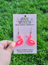 Load image into Gallery viewer, Florescent Pink Flamingo Pool Floatie Earrings