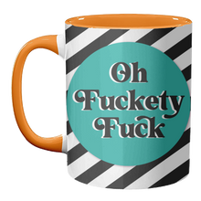 Load image into Gallery viewer, Mugs 'Oh Fuckety Fuck!! Teal Design': Mug Colour Inner & Handle 11oz - Black