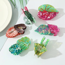 Load image into Gallery viewer, Vibrant Tropical Leaf-Shaped Botanical Hair Claw Clips: 3Leaves