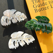 Load image into Gallery viewer, Monstera Deliciosa Leaf Hair Clip with Rhinestones: Green