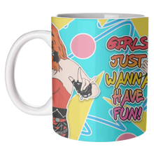 Load image into Gallery viewer, Mugs 'Girls Just Wanna Have Fun!': Mug Colour Inner & Handle 11oz - Black