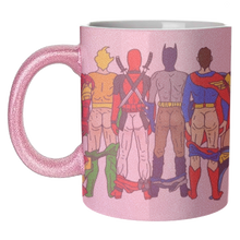 Load image into Gallery viewer, Mugs 'Superhero Butts Circular Round': Mug Colour Inner & Handle 11oz - Black