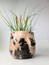 Load image into Gallery viewer, Concrete Lady Boob Pot Drain hole | Breast | Airplant Nipple: Black and pink crackle / No drain hole