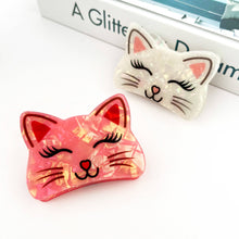 Load image into Gallery viewer, Smiling Cat Claw Clip: White