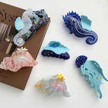 Load image into Gallery viewer, Seahorse & Conch Hair Clip, Ocean Inspired Acetate Hair Claw: Jellyfish