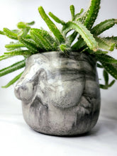 Load image into Gallery viewer, Concrete Lady Boob Pot Drain hole | Breast | Airplant Nipple: Black and pink crackle / No drain hole
