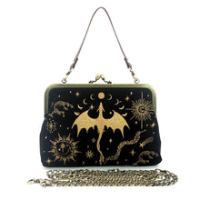 Load image into Gallery viewer, CELESTIAL DRAGON KISS LOCK BAG IN LINEN COTTON BLEND