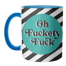 Load image into Gallery viewer, Mugs 'Oh Fuckety Fuck!! Teal Design': Mug Colour Inner & Handle 11oz - Black