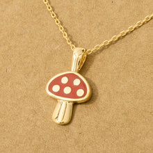 Load image into Gallery viewer, Gold Dipped Red Mushroom Pendant Dainty Necklace: G