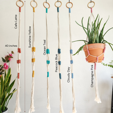 Load image into Gallery viewer, Color Block Plant Hangers, Handmade Macrame Plant Accessory: Set of 3: Mystic Combo