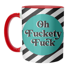Load image into Gallery viewer, Mugs 'Oh Fuckety Fuck!! Teal Design': Mug Colour Inner & Handle 11oz - Black
