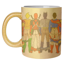 Load image into Gallery viewer, Mugs 'Superhero Butts Circular Round': Mug Colour Inner & Handle 11oz - Black