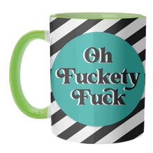 Load image into Gallery viewer, Mugs 'Oh Fuckety Fuck!! Teal Design': Mug Colour Inner & Handle 11oz - Black