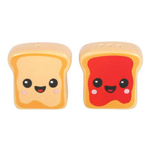 Load image into Gallery viewer, Kawaii Toast Salt and Pepper Shakers in Toaster Holder