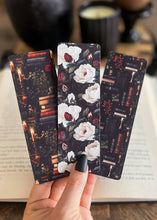 Load image into Gallery viewer, Dark Floral Bookmark Set, Dark Academia: Black Bookshelf / Soft Touch Matte