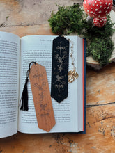 Load image into Gallery viewer, Faux Leather Dragon Bookmark: Black Gold Dragon