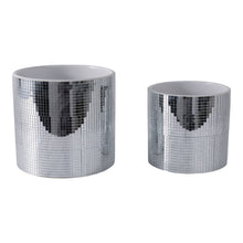 Load image into Gallery viewer, Plant Pot Set of 2 - Silver Ceramic Disco Mirror, 6/7 in.