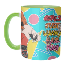Load image into Gallery viewer, Mugs 'Girls Just Wanna Have Fun!': Mug Colour Inner & Handle 11oz - Black
