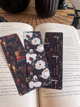 Load image into Gallery viewer, Dark Floral Bookmark Set, Dark Academia: Black Bookshelf / Soft Touch Matte