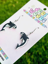 Load image into Gallery viewer, Black and White Killer Whale Earrings