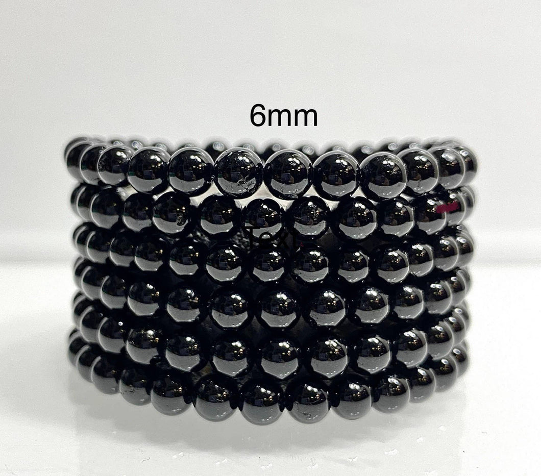 Natural Black Tourmaline 6mm 7.5” Crystal Bracelet