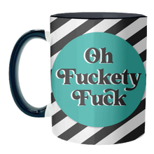 Load image into Gallery viewer, Mugs 'Oh Fuckety Fuck!! Teal Design': Mug Colour Inner &amp; Handle 11oz - Black
