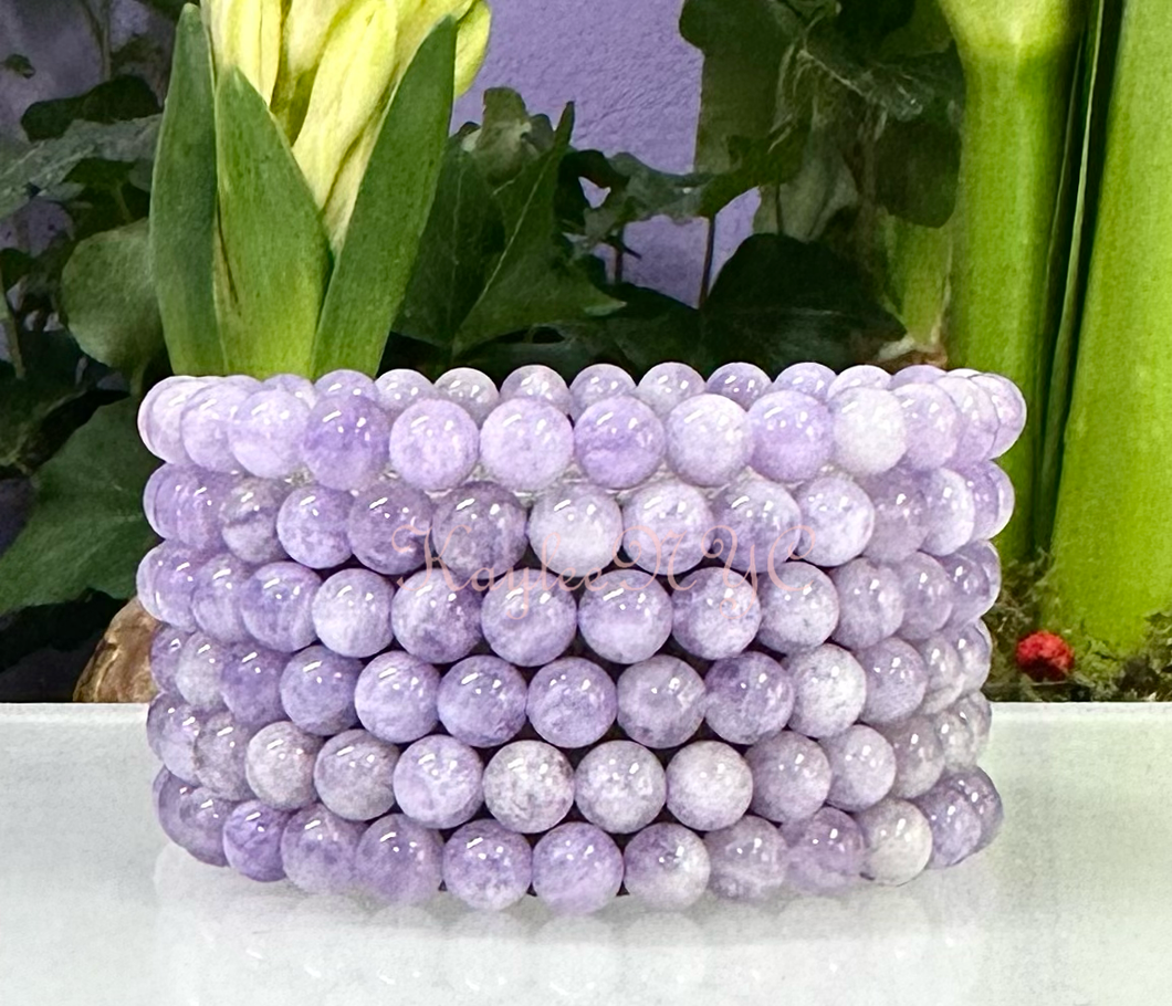 Natural Lavender Amethyst 6mm 7.5” Crystal Bracelet