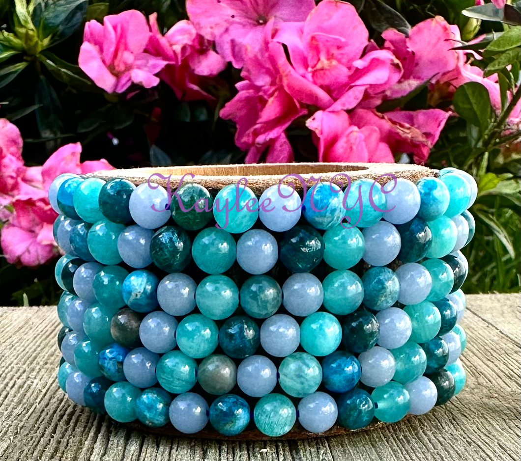 6mm Throat Chakra 7.5” Crystal Stretch Bracelet