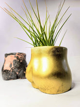 Load image into Gallery viewer, Concrete Lady Booty Pot | Butt Cheek Planter | Drain hole: Navy/pink/rose gold
