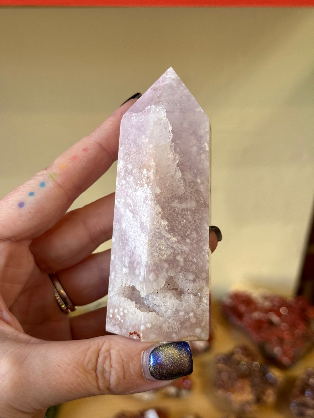 Pink Amethyst Flower Agate Tower