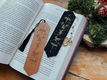 Load image into Gallery viewer, Faux Leather Dragon Bookmark: Black Gold Dragon
