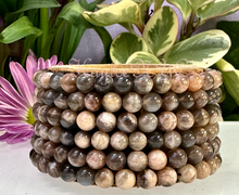 Load image into Gallery viewer, Natural Black Moonstone 6mm 7.5” Stretch Bracelet
