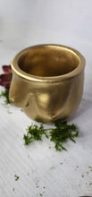Load image into Gallery viewer, Concrete Lady Boob Pot Drain hole | Breast | Airplant Nipple: Green dark green ash and gold foil / No drain hole
