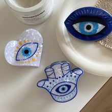 Load image into Gallery viewer, Hamsa Hand &amp; Heart Evil Eye Design Hair Clip: Eye
