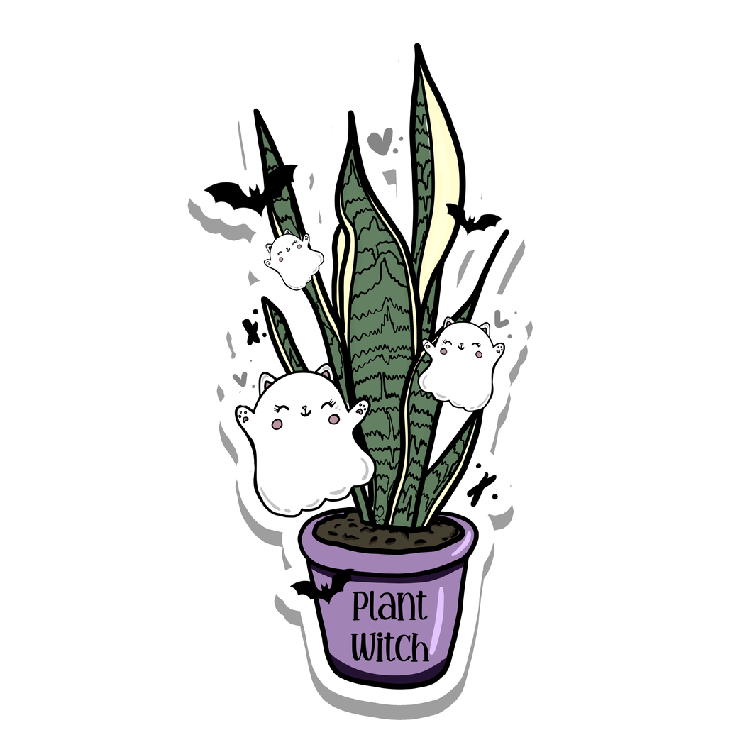 Plant Mom | Witch | Waterproof Vinyl Sticker | 4