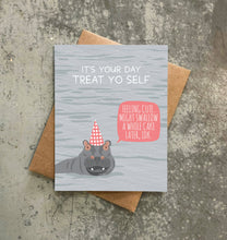 Load image into Gallery viewer, Hippo Swallow Cake Birthday Card
