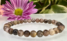 Load image into Gallery viewer, Natural Black Moonstone 6mm 7.5” Stretch Bracelet
