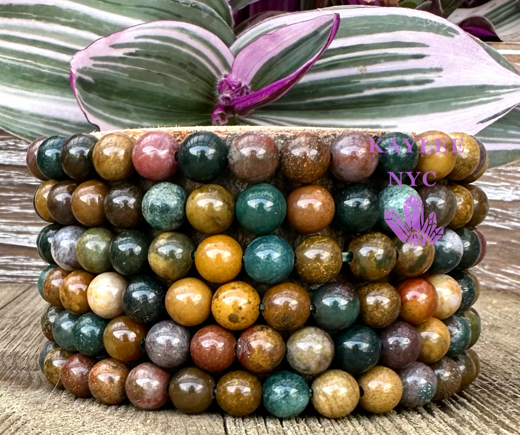 Natural Ocean Jasper 6mm 7.5” Stretch Bracelet